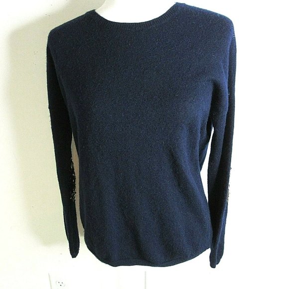 Wyse London Sweaters - WYSE LONDON Navy Cashmere w/Gold Sequins Sweater